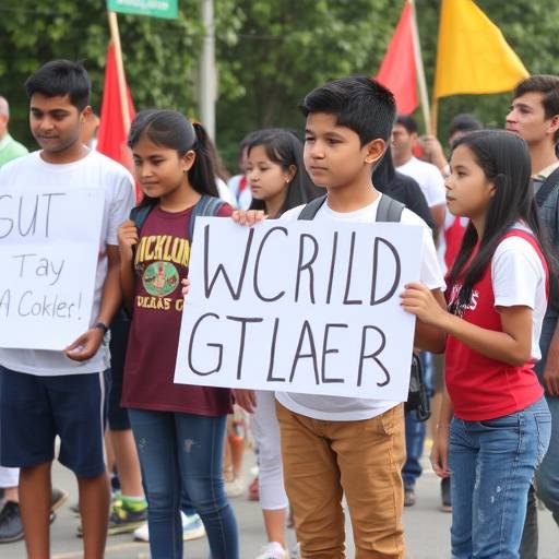 Un'immagine di un gruppo di giovani che partecipano a una manifestazione, illustrando il ruolo attivo dei giovani nella societ&agrave;.